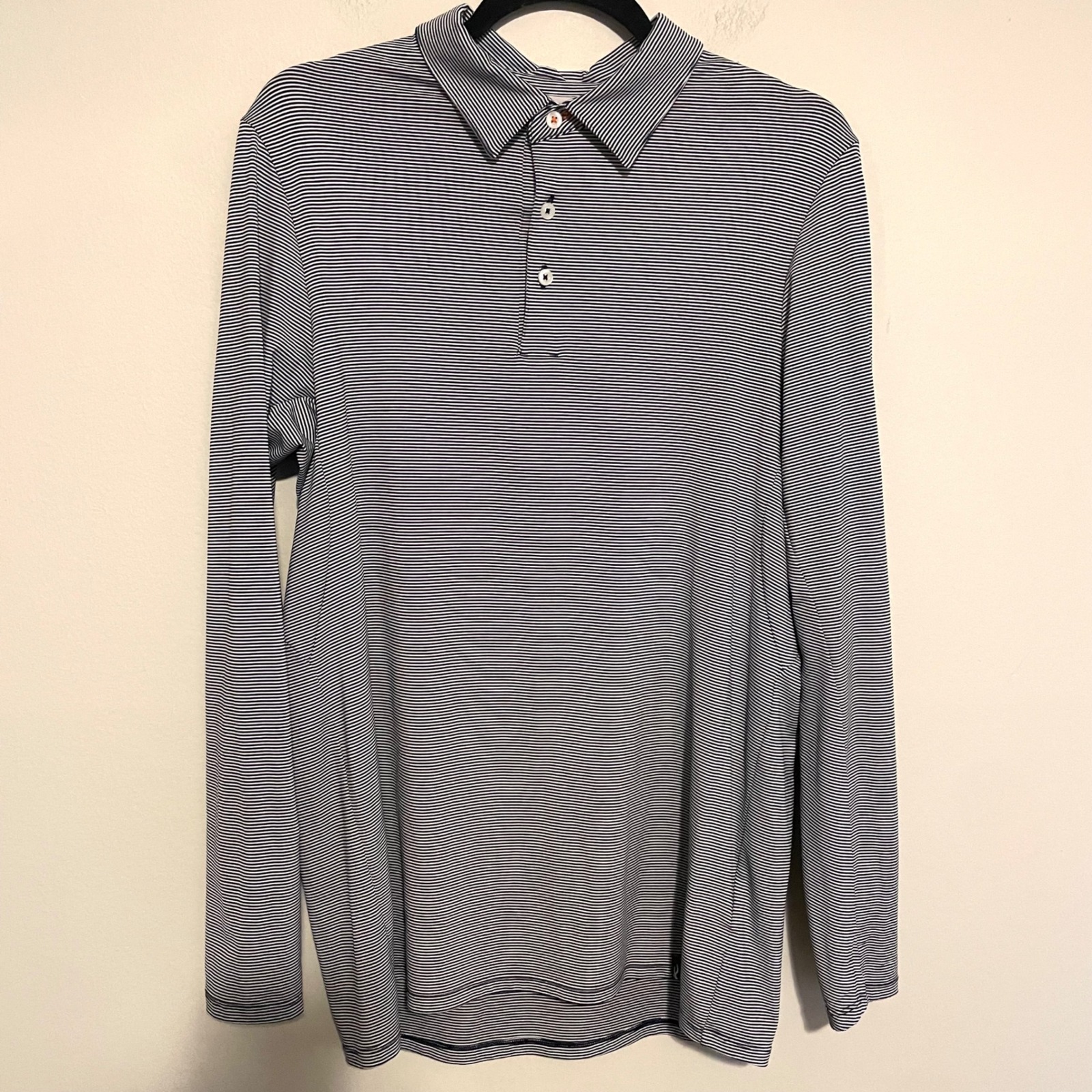 Kjus Soren Striped Polo Shirt Long Sleeve 48s Golf Performance Comfort Fit